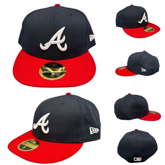 New Era 59Fifty MLB Atlanta‎ Braves Low Profile Navy Fitted Men's Hat Sz 8 - Picture 2 of 8